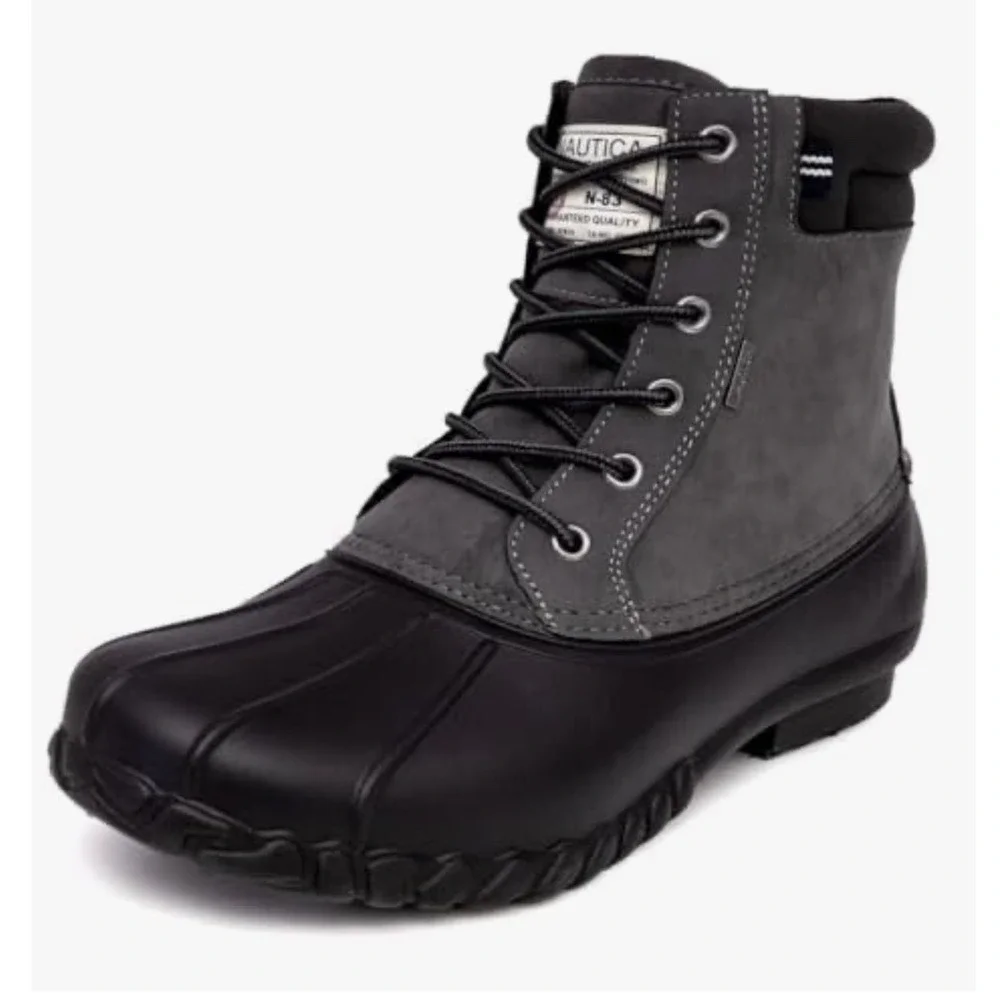 Nautica‎ Manning Mens Charcoal Black Waterproof Duck Boots FU0021 Size 10 NEW